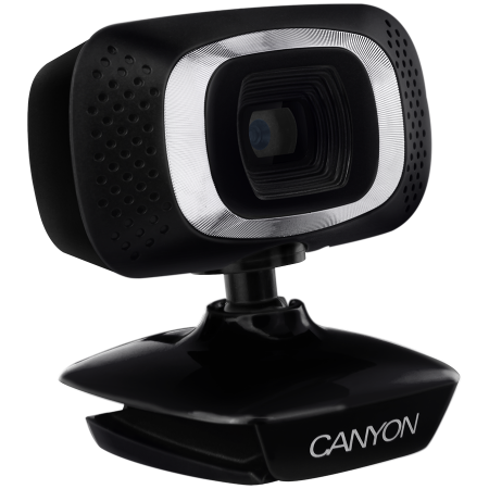 Camere Web - CANYON C3, 720P HD webcam with USB2.0. connector, 360° rotary view scope, 1.0Mega pixels, Resolution 1280*720, viewing angle 60°, cable length 2.0m, Black, 62.2x46.5x57.8mm, 0.074kg