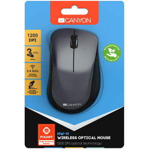 Canyon  2.4 GHz  Wireless mouse ,with 3 buttons, DPI 1200, Battery:AAA*2pcs,Black,67*109*38mm,0.063kg [3]