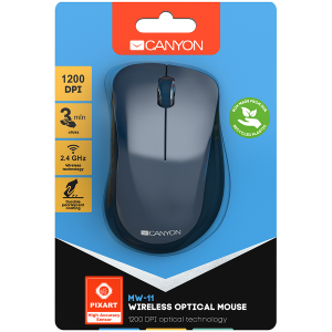 Canyon  2.4 GHz  Wireless mouse ,with 3 buttons, DPI 1200, Battery:AAA*2pcs  ,Blue67*109*38mm 0.063kg [3]