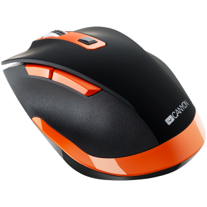 Canyon 2.4Ghz Wireless mouse, with 6 buttons,DPI 800/1200/1600/2000/2400,Battery:AAA*2 pcs , Black-Orange119.6*81.1*43.3mm86.8g [3]