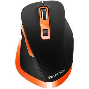 Canyon 2.4Ghz Wireless mouse, with 6 buttons,DPI 800/1200/1600/2000/2400,Battery:AAA*2 pcs , Black-Orange119.6*81.1*43.3mm86.8g [1]