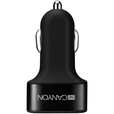 Telefoane & accesorii - CANYON C-06 Universal 3xUSB car adapter, Input 12V-24V, Output 5V-3.1A, black rubber coating+black metal ring (side with USB is in plastic), 66*35.2*25.1mm, 0.025kg