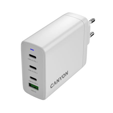 CANYON charger OnCharge 120 GAN Total 120W MAX 3 USB-C +1 USB-A White EU plug [3]