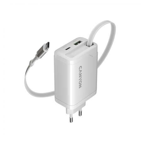 Cabluri - CANYON charger OnCharge 65RC Build-In Cable USB-C 65W 1xPD 1xQC EU White