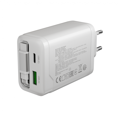 CANYON charger OnCharge 65RC Build-In Cable USB-C 65W 1xPD 1xQC EU White [6]