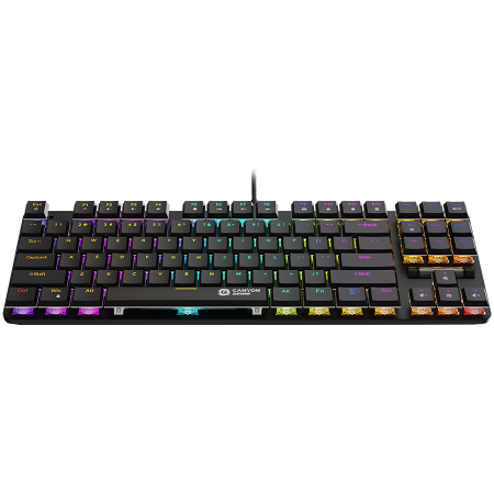 CANYON Cometstrike TKL GK-50, 87keys Mechanical keyboard, 50million times life, with VS11K30A solution, GTMX red switch, Rainbow backlight, 20 modes, 1.8m PVC cable, metal material + ABS, US layout, s [2]