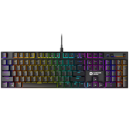 Tastaturi Gaming - CANYON Cometstrike TKL GK-55, 104keys Mechanical keyboard, 50million times life, with VS11K28A solution, GTMX red switch, RGB backlight, 18 modes, 1.8m PVC cable, metal material + ABS, US layout, size