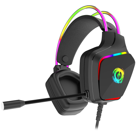 Microfoane & Casti Gaming - CANYON Darkless GH-9A, RGB gaming headset with Microphone, Microphone frequency response: 20HZ~20KHZ,  ABS+ PU leather, USB*1*3.5MM jack plug, 2.0M PVC cable, weight:280g, black