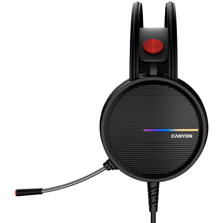 CANYON Gaming headset 3.5mm jack plus USB connector for LED backlight, adjustable microphone and volume control, with 2in1 3.5mm adapter, cable 2M, Black and Orange, 0.36kg [1]