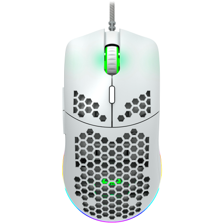 Mouse - CANYON,Gaming Mouse with 7 programmable buttons, Pixart 3519 optical sensor, 4 levels of DPI and up to 4200, 5 million times key life, 1.65m Ultraweave cable, UPE feet and colorful RGB lights, White, 