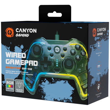 CANYON GP-02, Wired gamepad for Windows/PS3/Android media box/android tv set/Nintendo Switch, 2M cable, 152*110*55mm, 215g [4]