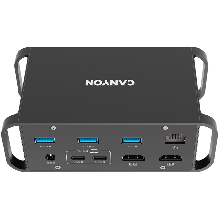 CANYON HDS-95ST, Multiport Docking Station with 14 ports ,with Type C female *4 ,USB3.0*2,USB2.0*2,RJ45*1,HDMI*2,SD card slot,Audio 3.5 audio*1Input 100-240V/100W AC port, Output USB-C PD 60W * 1, Dua [0]