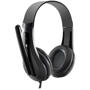 CANYON HSC-1 basic PC headset with microphone, combined 3.5mm plug, leather pads, Flat cable length 2.0m, 160*60*160mm, 0.13kg, Black [2]