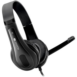 Audio - CANYON HSC-1 basic PC headset with microphone, combined 3.5mm plug, leather pads, Flat cable length 2.0m, 160*60*160mm, 0.13kg, Black