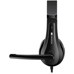 CANYON HSC-1 basic PC headset with microphone, combined 3.5mm plug, leather pads, Flat cable length 2.0m, 160*60*160mm, 0.13kg, Black [3]