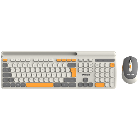 Sisteme PC & Periferice - CANYON HSET-W5 EN Keyboard+Mouse AAA+AA Wireless Beige