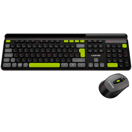 Sisteme PC & Periferice - CANYON HSET-W5 EN Keyboard+Mouse AAA+AA Wireless Black
