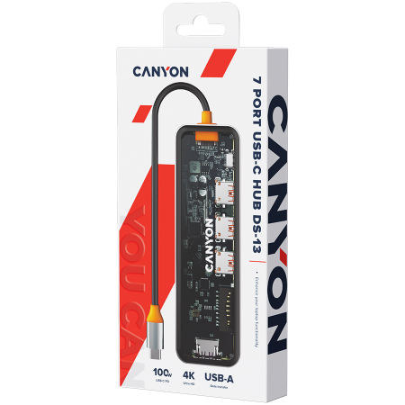 CANYON hub DS-13 7in1 4k USB-C Transparent Space Grey [6]