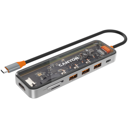 CANYON hub DS-13 7in1 4k USB-C Transparent Space Grey [1]