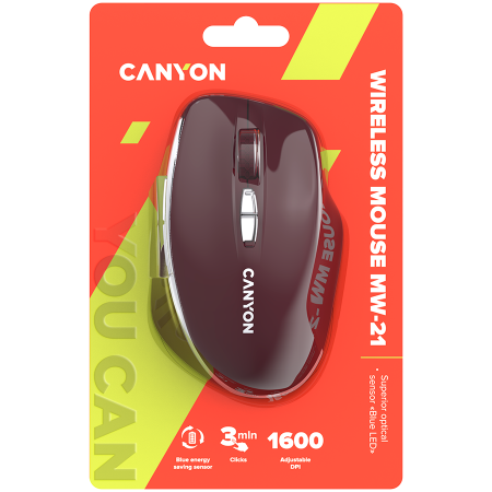 CANYON mouse MW-21 BlueLED 7buttons Wireless Burgundy Red [5]