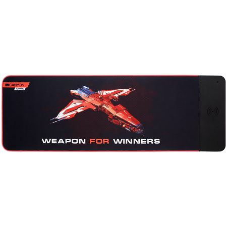 CANYON MP-W7 Gaming Mouse Mat with wireless charger, with RGB LED, Input 5V/9V-2A, Output 5W/7.5W/10W, 900*300*8mm, Micro USB cable length 1m, Black background with gaming design printing , 674.3g [0]
