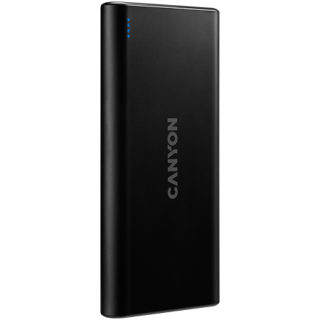 CANYON PB-106 Power bank 10000mAh Li-poly battery, Input 5V/2A, Output 5V/2.1A(Max), USB cable length 0.3m, 140*68*16mm, 0.24Kg, Black [1]