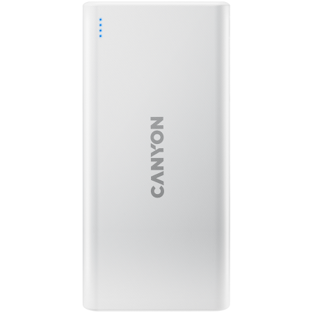 Baterii Externe - CANYON PB-106, Power bank 10000mAh Li-poly battery, Input 5V/2A, Output 5V/2.1A(Max), USB cable length 0.3m, 140*68*16mm, 0.24Kg, White