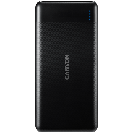 CANYON PB-107 Power bank 10000mAh Li-poly battery, Input Micro/PD 18W(Max), Output PD/QC3.0 18W(Max), quick charging cable 0.3m, 144*68*16mm, 0.25kg, Black [0]