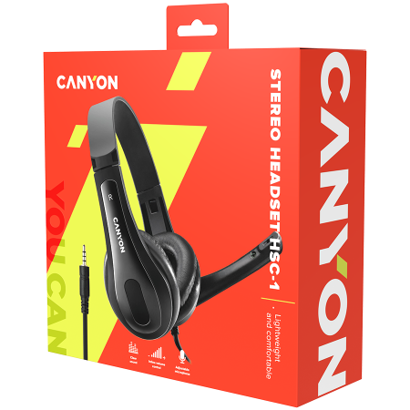 CANYON PC headset HSC-1 PC Mic Flat 2m Black [5]