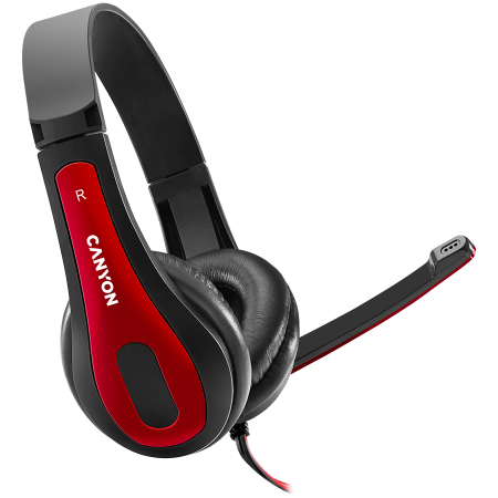 Multimedia - CANYON PC headset HSC-1 PC Mic Flat 2m Black Red