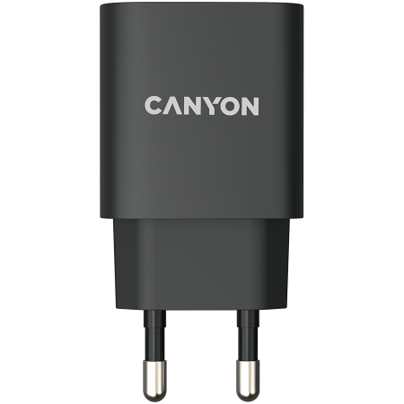 CANYON H-20, PD 20W Input: 100V-240V, Output: 1 port charge: USB-C:PD 20W (5V3A/9V2.22A/12V1.67A) , Eu plug, Over- Voltage , over-heated, over-current and short circuit protection Compliant with CE Ro [1]