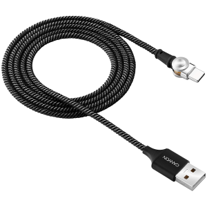CANYON Rotating magnetic Type C charging cable (no data transfer), USB2.0, Power output 5V/2A, OD 3.2mm, with Short-circuit protection, cable length 1m, Black, 16*6*1000mm, 0.024kg [2]