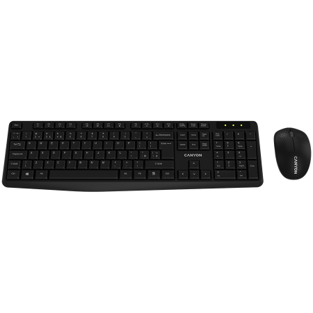Periferice - CANYON SET-W01 EN Keyboard+Mouse Wireless Black