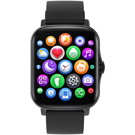 CANYON Smart watch, 1.69inches TFT full touch screen, Zinic+plastic body, IP67 waterproof, multi-sport mode, compatibility with iOS and android, black body with black silicon belt, Host: 44.4*36*9.2mm [0]