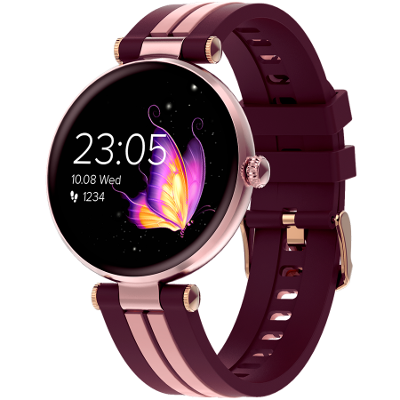 CANYON Semifreddo SW-61, Rtl8762dt, 1.19'' Amoled 390x390px, oncell TP, 192KB RAM, 3.7V 190mAh battery, Rosegold alumimum alloy case middle frame + plastic bottom case+pink and purple silicone strap + [1]