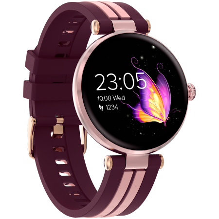 CANYON Semifreddo SW-61, Rtl8762dt, 1.19'' Amoled 390x390px, oncell TP, 192KB RAM, 3.7V 190mAh battery, Rosegold alumimum alloy case middle frame + plastic bottom case+pink and purple silicone strap + [2]