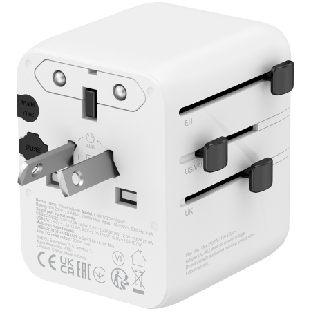 CANYON Travel Adapter OnTour 20 EU/UK/US/AUS 20W  White [3]