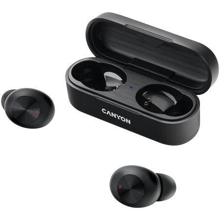 Canyon TWS-1 Bluetooth headset, with microphone, BT V5.0, Bluetrum AB5376A2, battery EarBud 45mAh*2+Charging Case 300mAh, cable length 0.3m, 66*28*24mm, 0.04kg, Black [0]