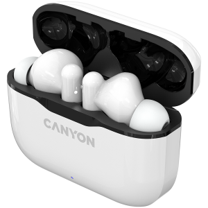 CANYON TWS-3 Bluetooth headset, with microphone, BT V5.0, Bluetrum AB5376A2, battery EarBud 40mAh*2+Charging Case 300mAh, cable length 0.3m, 62*22*46mm, 0.046kg, White [2]