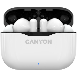 Canyon TWS-3 Bluetooth headset, with microphone, BT V5.0, Bluetrum AB5376A2, battery EarBud 40mAh*2+Charging Case 300mAh, cable length 0.3m, 62*22*46mm, 0.046kg, White [0]