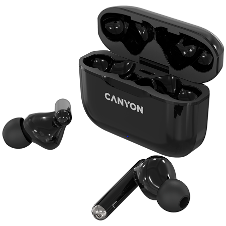 Canyon TWS-3 Bluetooth headset, with microphone, BT V5.0, Bluetrum AB5376A2, battery EarBud 40mAh*2+Charging Case 300mAh, cable length 0.3m, 62*22*46mm, 0.046kg, Black [2]