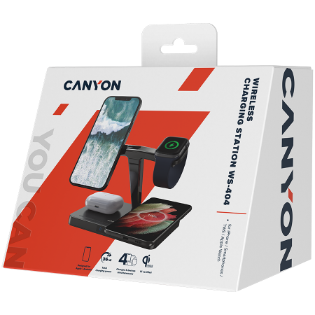 CANYON wireless charger WS-404 15W 4in1 Black [2]