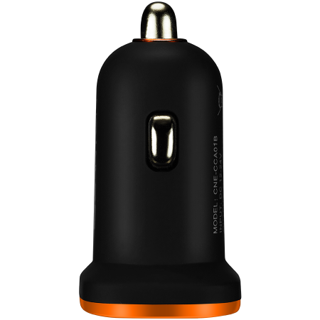 CANYON C-01 Universal 1xUSB car adapter, Input 12V-24V, Output 5V-1A, black rubber coating with orange electroplated ring(without LED backlighting), 51.8*31.2*26.2mm, 0.016kg [1]
