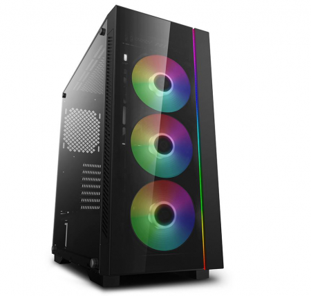Carcase - CARCASA DEEPCOOL, Middle Tower, E-ATX, fara sursa, sticla securizata, USB 2.0 x 2, USB 3.0 x 1, Jack 3.5mm x 2, mesh, RGB LED strip, "MATREXX 55 V3" "DP-ATX-MATREXX55V3"