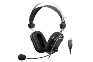 CASTI A4TECH cu microfon, lungime fir 2m, control volum pe fir, conector USB, Black "HU-50" (include timbru verde 0.5 lei) [0]