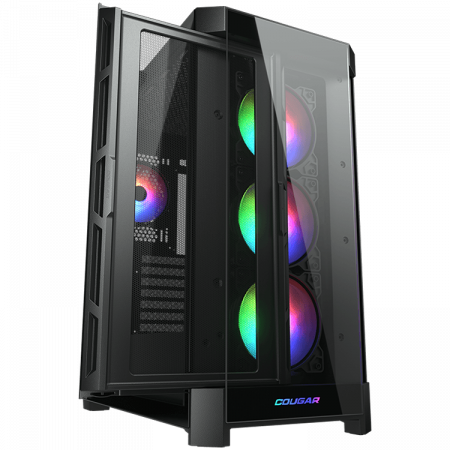 COUGAR DUOFACE PRO RGB Black, Mid Tower, 3x 120 ARGB Fans, RGB Button, Tempered Glass, Mini ITX / Micro ATX / ATX / CEB / E-ATX, USB 3.0 x 2, USB 2.0 x 1, Type C Gen 2, 4 Pole Headset Audio Jack [4]