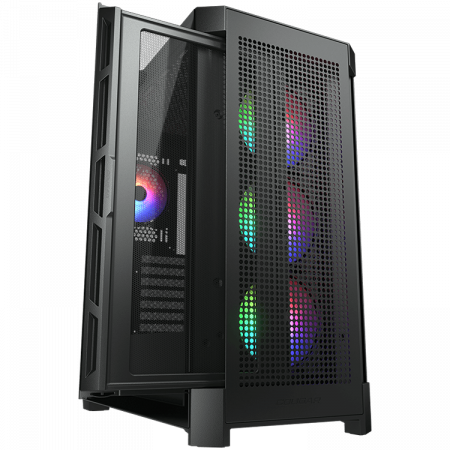 COUGAR DUOFACE PRO RGB Black, Mid Tower, 3x 120 ARGB Fans, RGB Button, Tempered Glass, Mini ITX / Micro ATX / ATX / CEB / E-ATX, USB 3.0 x 2, USB 2.0 x 1, Type C Gen 2, 4 Pole Headset Audio Jack [3]