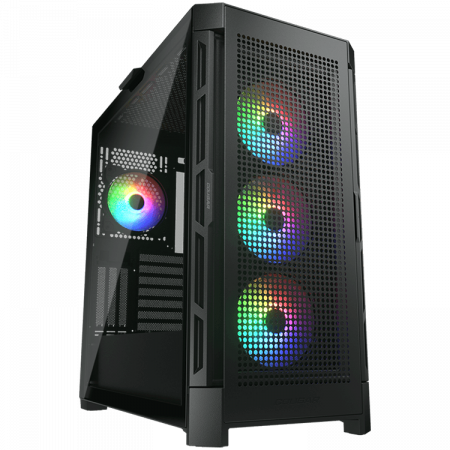 COUGAR DUOFACE PRO RGB Black, Mid Tower, 3x 120 ARGB Fans, RGB Button, Tempered Glass, Mini ITX / Micro ATX / ATX / CEB / E-ATX, USB 3.0 x 2, USB 2.0 x 1, Type C Gen 2, 4 Pole Headset Audio Jack [1]