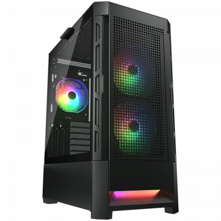 Carcase - COUGAR | Duoface RGB Black | PC Case | Mid Tower / Airflow Front Panel / 2 x 140mm & 1x 120mm ARGB Fans incl. / TG Left Panel