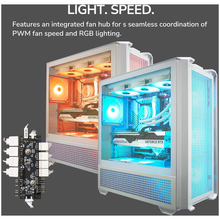 COUGAR | MX600 White | PC Case | Mid Tower / Mesh Front Panel / 3 x 140mm + 1 x 120mm Fans / Transparent Left Panel [22]